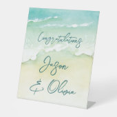 Tropisch strand Elegante bruiloft gefeliciteerd Reclamebord Met Voetstuk (Voorkant)