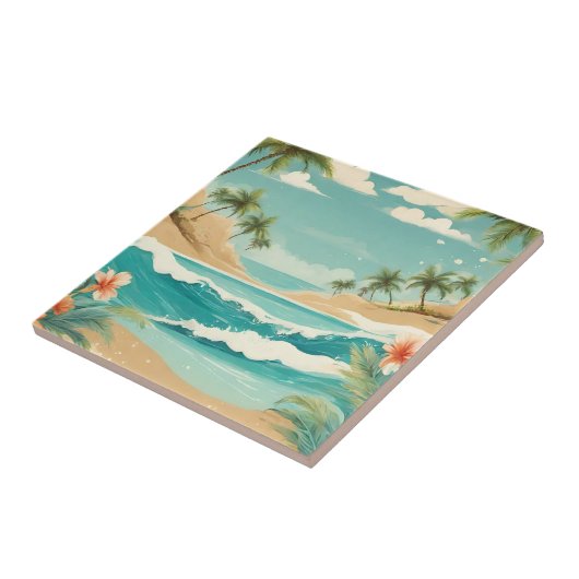 Tropisch strand- en oceaanlandschap tegeltje (Zijkant)