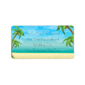 Tropisch strand en palmbomen bruiloft etiket (Voorkant)