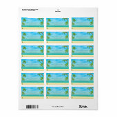 Tropisch strand en palmbomen bruiloft etiket (Full Sheet)