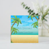 Tropisch strand en palmbomen bruiloft kaart (Staand voorkant)