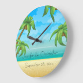 Tropisch strand en palmbomen bruiloft Memento Grote Klok (Hoek)