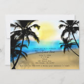 Tropisch strand- en palmbomen feestuitnodigingen kaart (Voorkant)