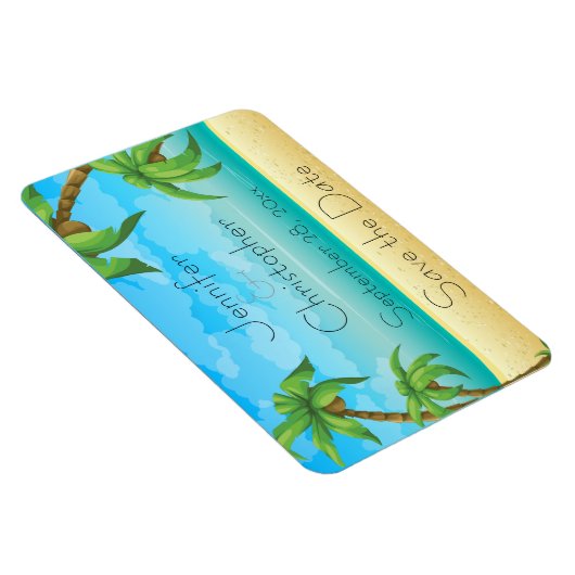 Tropisch strand en palmbomen sparen de datum magneet (Rechterzijde)