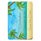 Tropisch strand en palmbomen sparen de datum magneet (Verticaal)