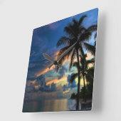Tropisch strand en palmbomen wandklok (Hoek)