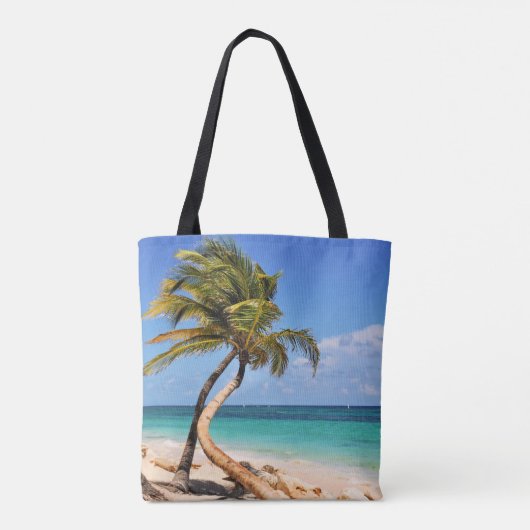 Tropisch strand en palmboom tote bag (Achterkant)
