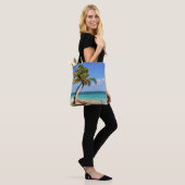 Tropisch strand en palmboom tote bag (Op model)