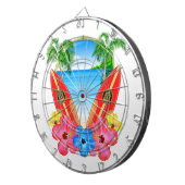 Tropisch strand en surfplanken dartbord (Voorkant Rechts)