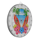 Tropisch strand en surfplanken dartbord (Voorkant Links)