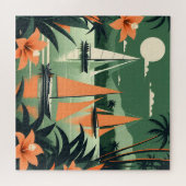  tropisch strand en zeilboten Retro Legpuzzel (Horizontaal)