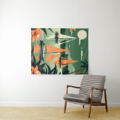 tropisch strand en zeilboten Retro Wandkleed (In Situ (horizontaal))