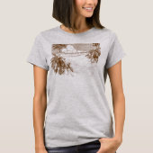 Tropisch strand Etching in Brown T-Shirt (Voorkant)