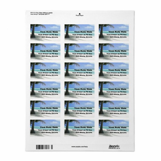 Tropisch strand etiket (Full Sheet)