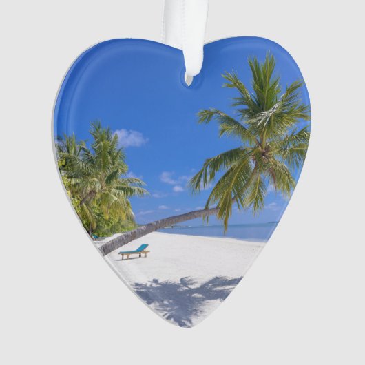 Tropisch strand Exotic Holiday Dated Photo Custom Ornament (voorkant)