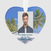 Tropisch strand Exotic Holiday Dated Photo Custom Ornament (achterkant)