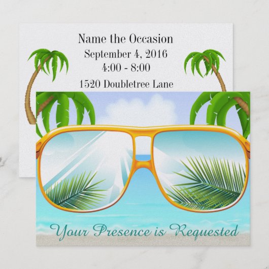 Tropisch, Strand, Feest Kaart (Voorkant / Achterkant)