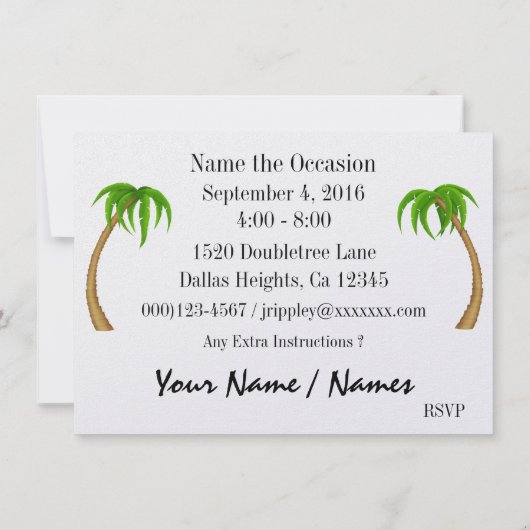 Tropisch, Strand, Feest Kaart (Achterkant)