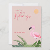 Tropisch strand Flamingo Kerstmis Feestdagenkaart (Voorkant)