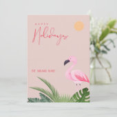 Tropisch strand Flamingo Kerstmis Feestdagenkaart (Staand voorkant)