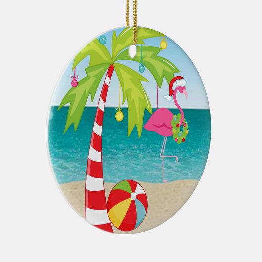 Tropisch strand Flamingo Palm Kerst Ornament (Rechts)