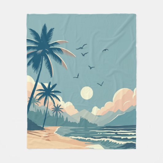 Tropisch strand fleece deken (Voorkant)