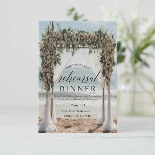 Tropisch strand Floral Arbor repetitie diner Kaart (Staand voorkant)