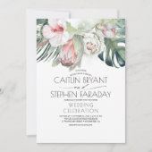 Tropisch strand Floral Greenery Foliage Weddenscha Kaart (Voorkant)