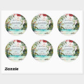 Tropisch strand Floral Palm Wedding Favor Ronde Sticker (Vel)