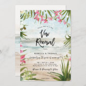 tropisch strand florals gelofte verlenging uitnodi kaart (Voorkant / Achterkant)