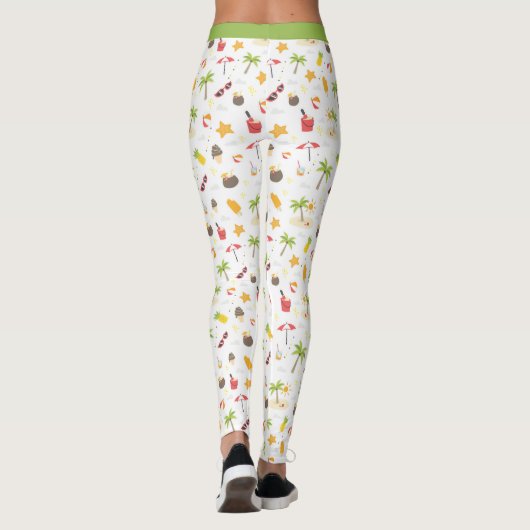 Tropisch strand Fun Palm Trees Ananas Zonnebril Leggings (Achterkant)