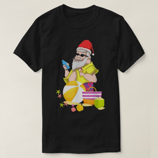 Tropisch strand Funny Santa Hawaii zomerkerst T-shirt (Design voorkant)