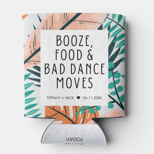 Tropisch strand Funny Wedding Favor Blikjeskoeler (Achterkant)