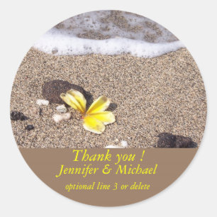 Tropisch strand Geel Plumeria Ronde Sticker