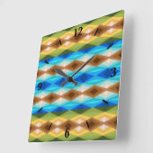 Tropisch strand gekleurde caleidoscoop Abstracte k Vierkante Klok (Hoek)