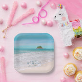 Tropisch strand gepersonaliseerd "Happy Retirement Papieren Bordje (Feest)