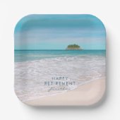 Tropisch strand gepersonaliseerd "Happy Retirement Papieren Bordje (Voorkant)