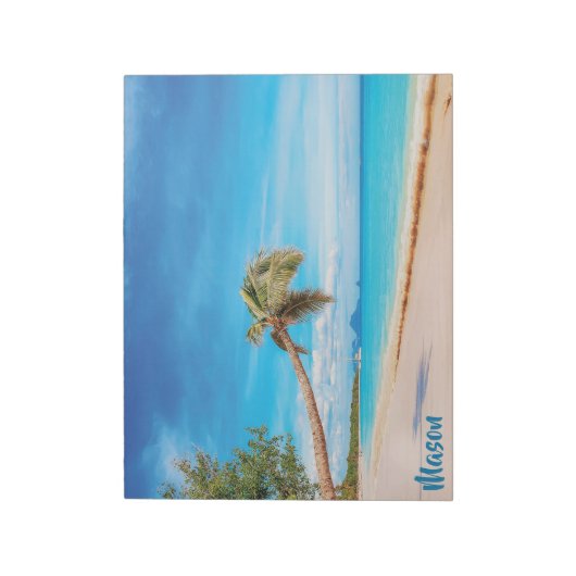 Tropisch strand (gepersonaliseerde naam) notitieblok (Linkerzijde)