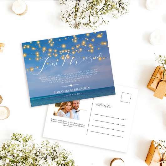 Tropisch strand gewoon huwelijksaankondiging briefkaart