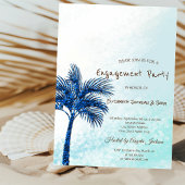 Tropisch strand, Glitter Blue Palms Verloving Kaart