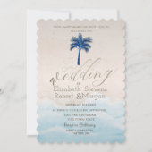 Tropisch strand glitter palm bruiloft kaart (Voorkant)