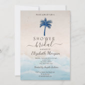 Tropisch strand glitter palm bruiloftsfeest kaart (Voorkant)