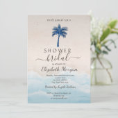 Tropisch strand glitter palm bruiloftsfeest kaart (Staand voorkant)