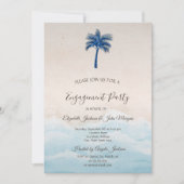 Tropisch strand Glitter Palm Verloving Kaart (Voorkant)