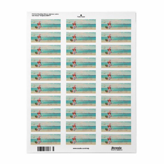 Tropisch, strand, gnome Slaapes Etiket (Full Sheet)