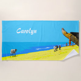 Tropisch strand, Goa, India, jouw naam Strandlaken