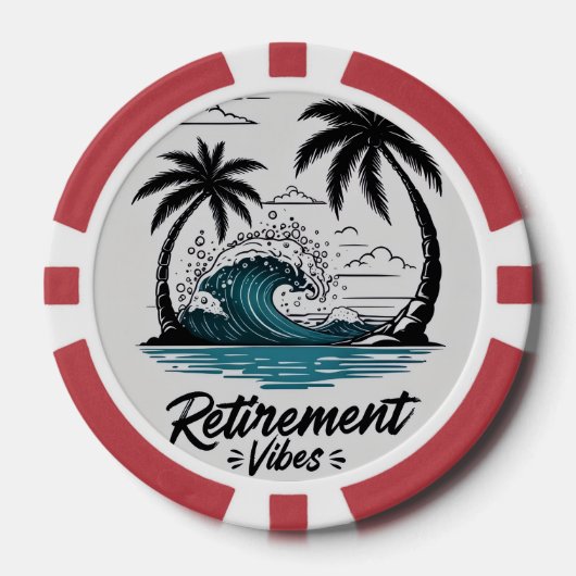 Tropisch strand golf & palmboom poker chips (Voorkant)