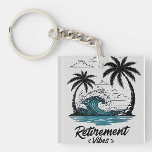 Tropisch strand golf & palmboom sleutelhanger