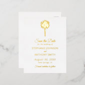 Tropisch strand gouden palmboom bestemmingshuwelij folie uitnodiging briefkaart (Voorkant / Achterkant)