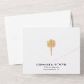 Tropisch strand goudpalm, bestemming bruiloft all in one uitnodiging (Achterkant)